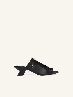 MULES WET À TALON EN CUIR STRETCH
