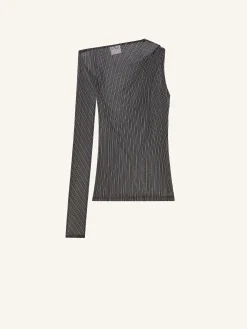 TOP ASYMÉTRIQUE RAYÉ EN MESH