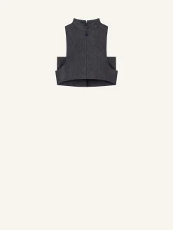 TOP COL MONTANT EN DENIM