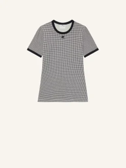 T-SHIRT CONTRASTE PIED-DE-POULE